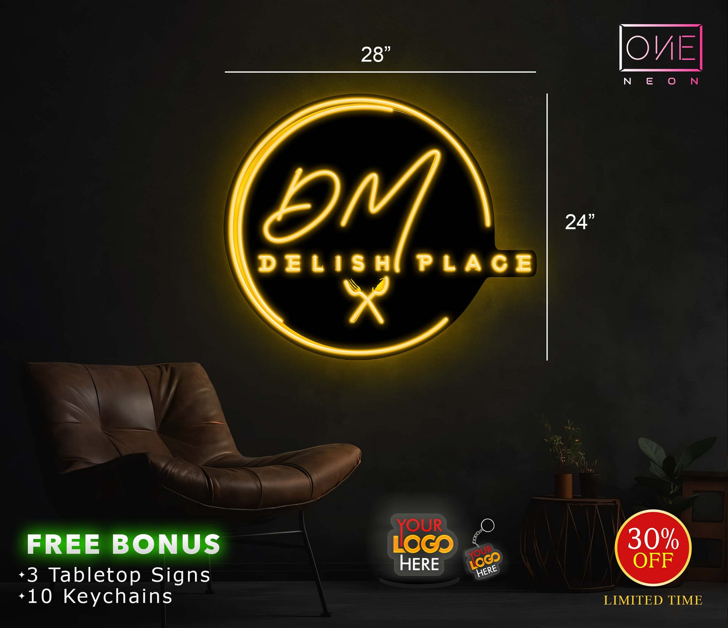 DM Delish Place (outdoor sign)| Led Neon Sign