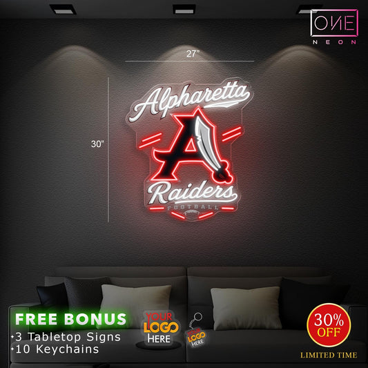 ALPHARETTA RAIDERS FOOTBALL & LOGO | Led Neon Sign (2SIGNS)
