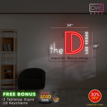 THE D LAS VEGAS | LED Neon Sign (12 tabletop signs + 10 keychains)