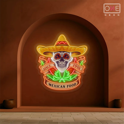 Mexican Food Skull Artwork Led Neon Sign